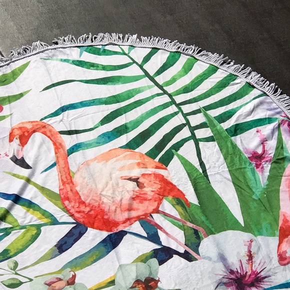 1 LEFT! Tropical Flamingo Terry Cloth Beach Towel - Picture 6 of 7